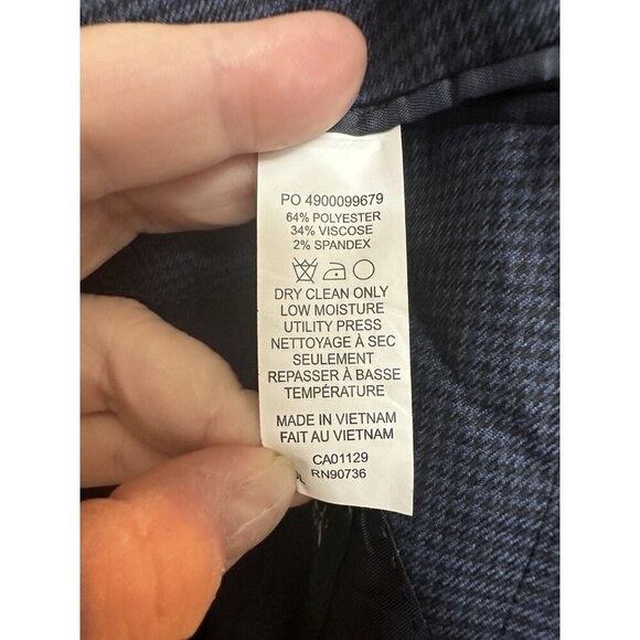 Ralph Lauren Men’s Blazer 50L Navy Houndstooth 2 Button Viscose Blend Lined Big - Picture 4 of 7
